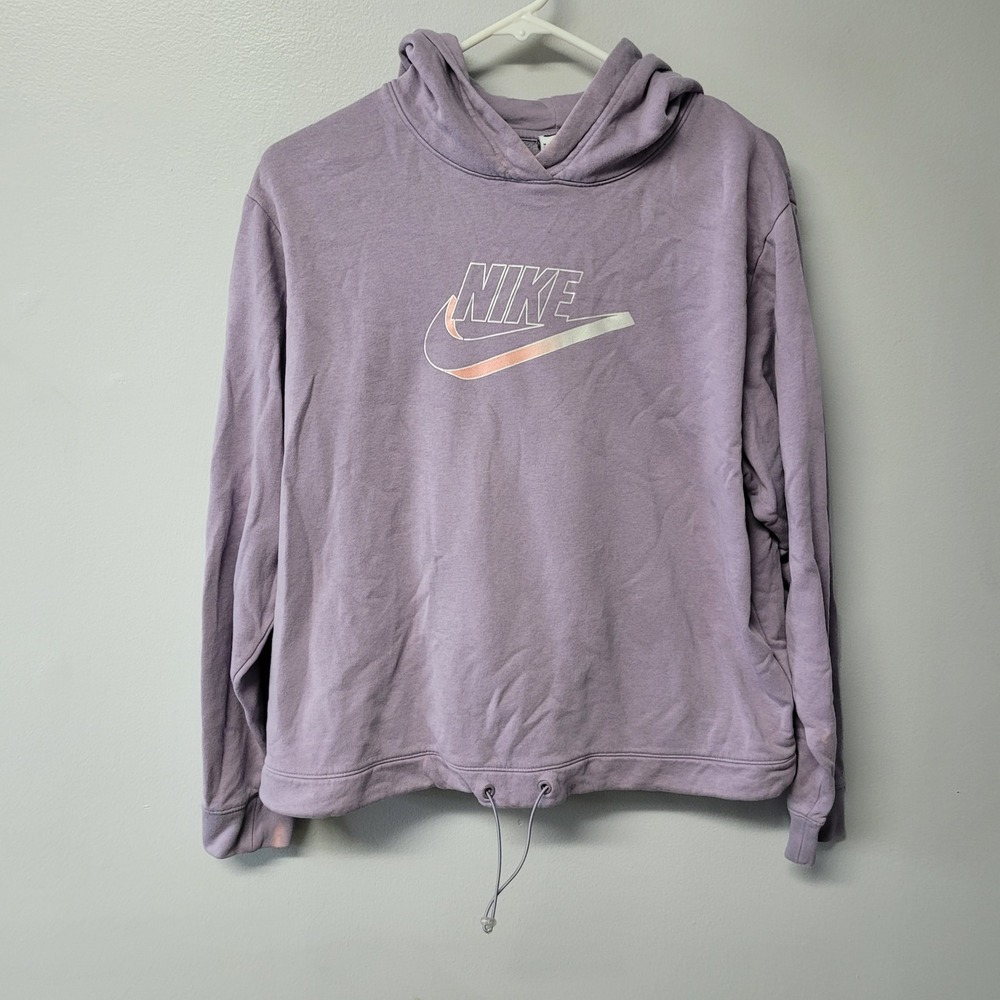 Nike Womens‎ Sportswear Graphic Fleece Hoodie Purple Medium Drawstring Waist